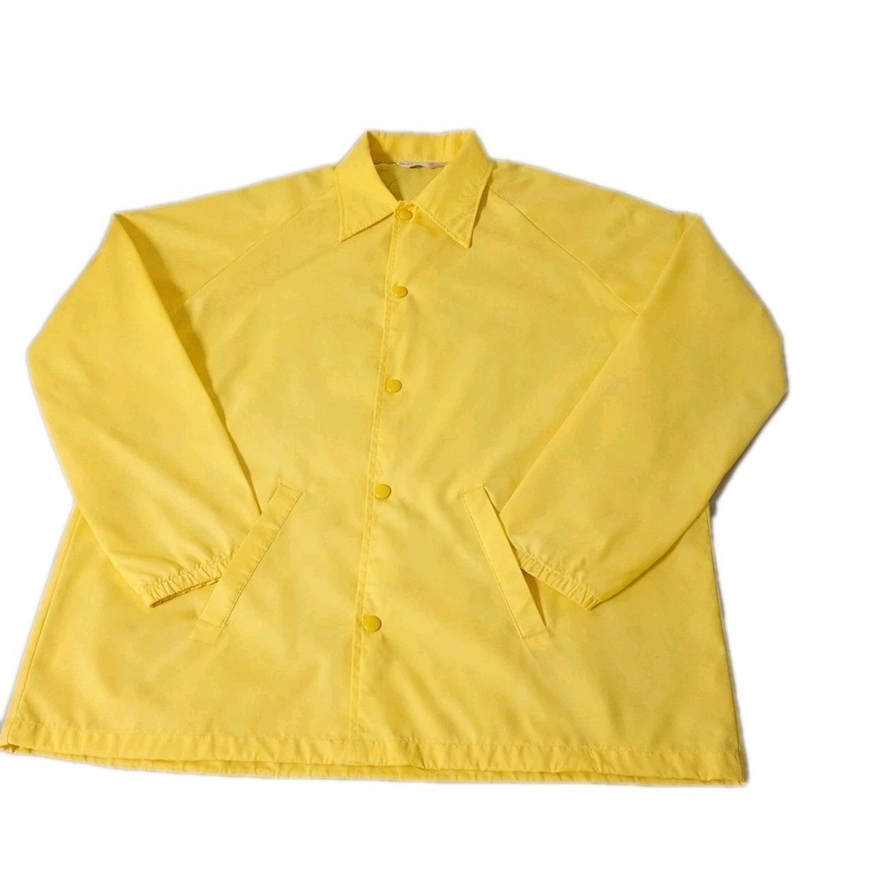 Vintage Sir Jac Bomber Jacket Mens L Yellow Button Collar‎ 70s 80s Lightweight